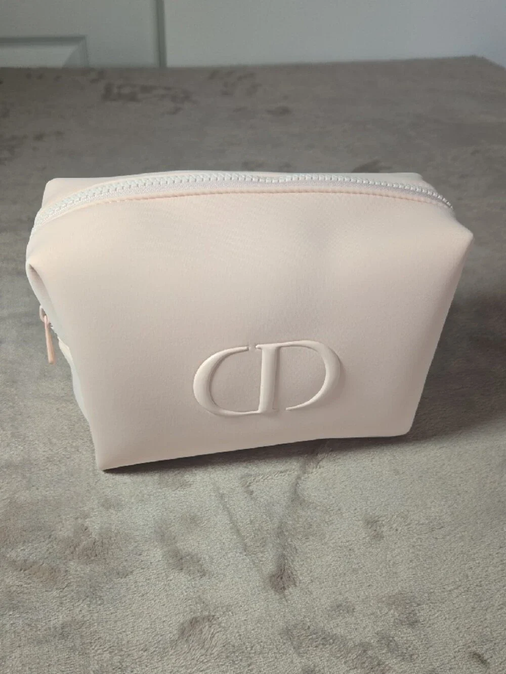Christian Dior Pink CD Logo Cosmetic / Makeup Pouch White Zip